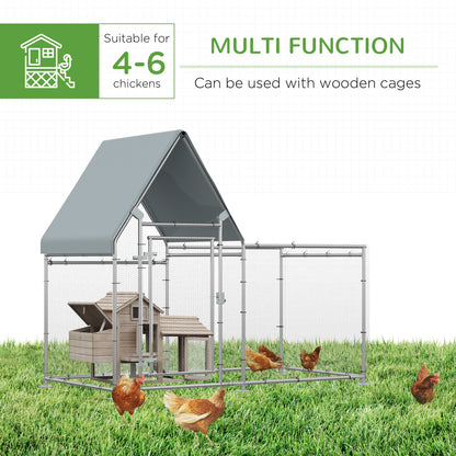 Walk In Chicken Run Large Galvanized Chicken Coop Hen House Poultry Coops Cages Rabbit Hutch Metal Enclosure