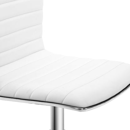 Swivel Office Chair Mid-Back Adjustable with PU Leather and Chrome Base-White