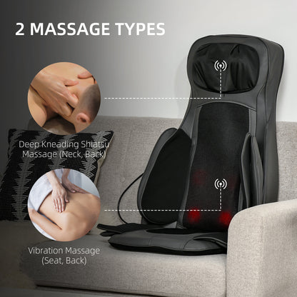 Homedics Chair Massager, Neck and Back Massager, with Deep Tissue Kneading, Compress, Heating, Remote, Black