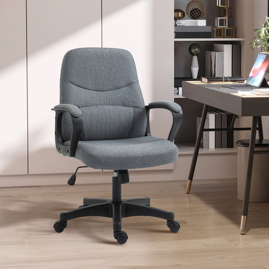 Vinsetto Grey Desk Chair, Two-point Vibration Massage, Linen, Rocking Function,  360° Swivel, Adjustable Height 