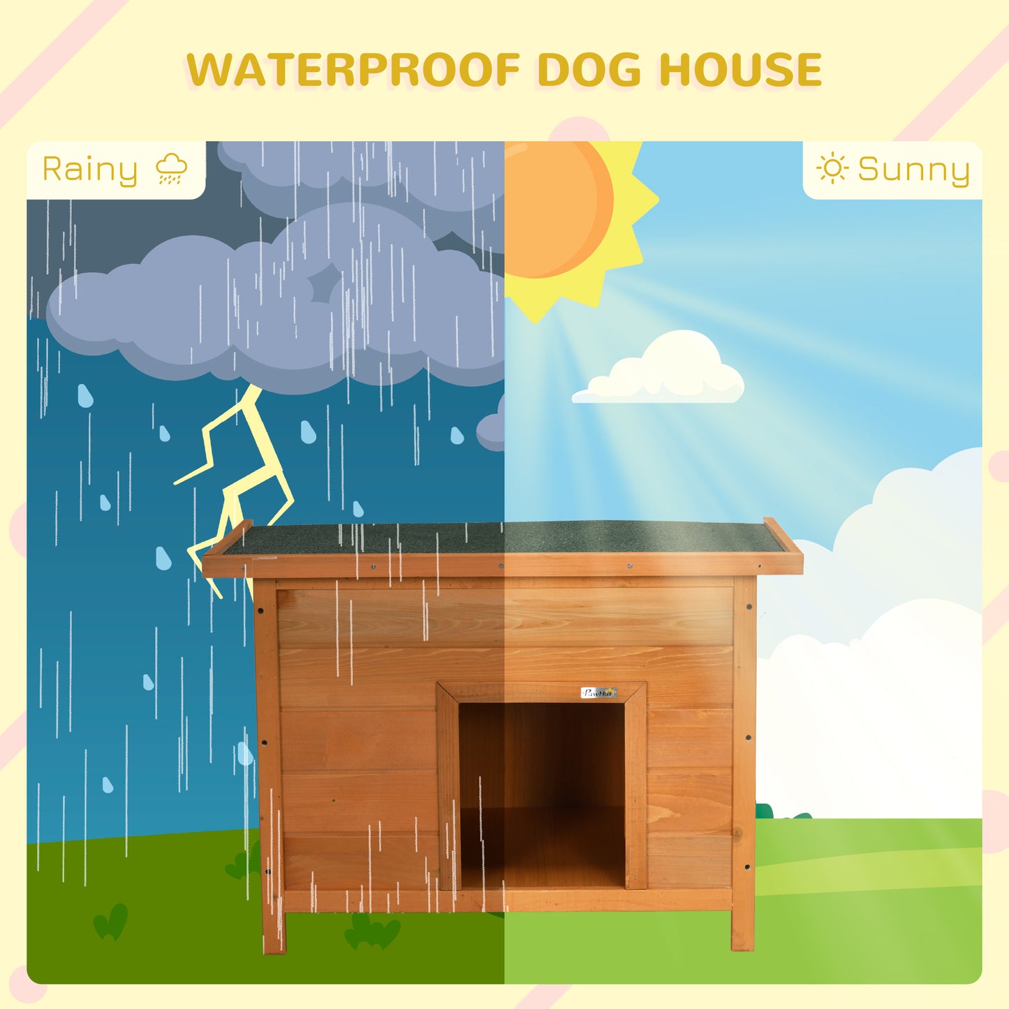 85cm Elevated Dog Kennel Wooden Pet House Outdoor Waterproof aosom.ie