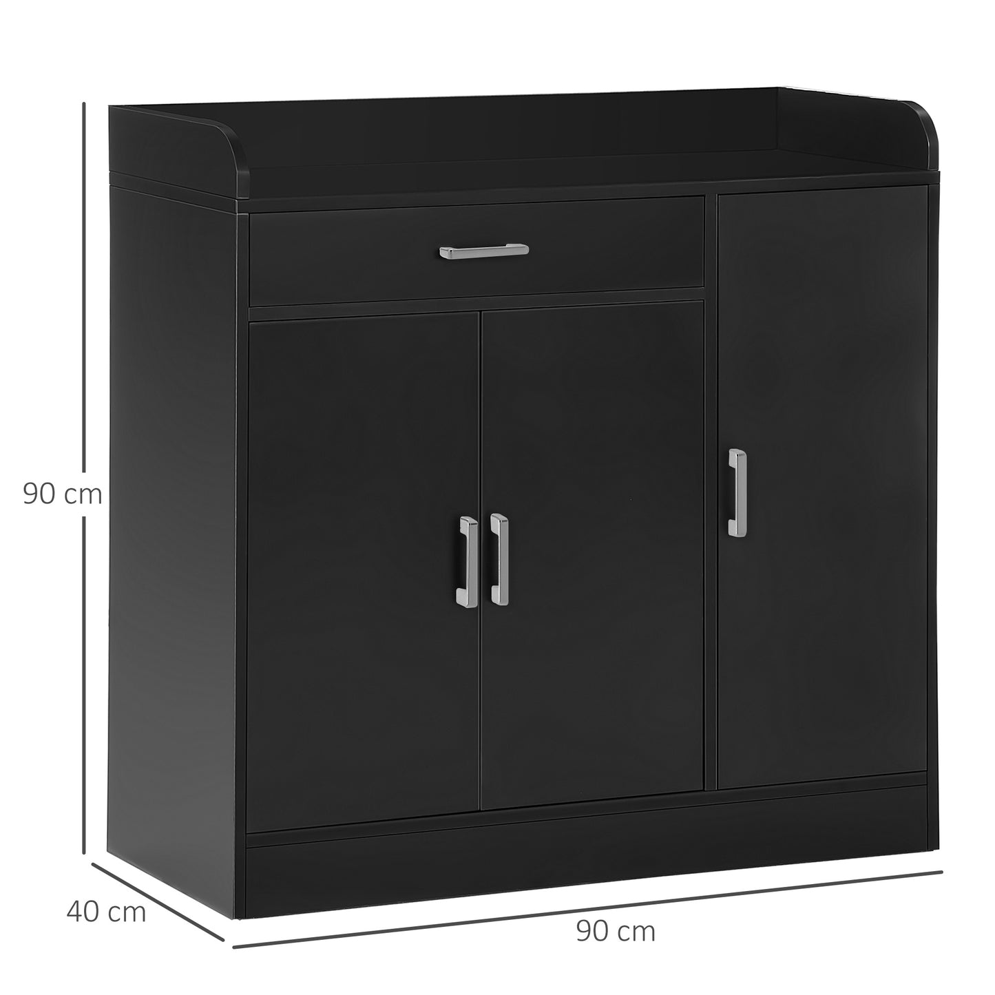 Black Sideboard, Floor Cupboard with Drawer for Living Room, Bedroom, Hallway, Black