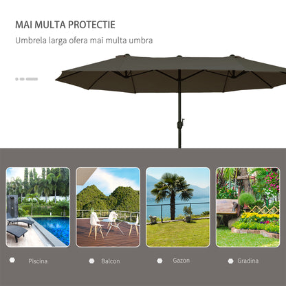 4.6m Double-Sided Patio Parasol Sun Umbrella-Grey