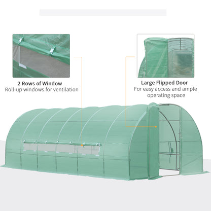 Reinforced Walk in Polytunnel Greenhouse, 6x3x2 m