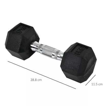 6KG Dumbbells, Hex Dumbbells,  Sports Hex Weights Sets Home Gym Fitness Hexagonal Dumbbells Kit Weight Lifting Exercise (2 x 6kg)