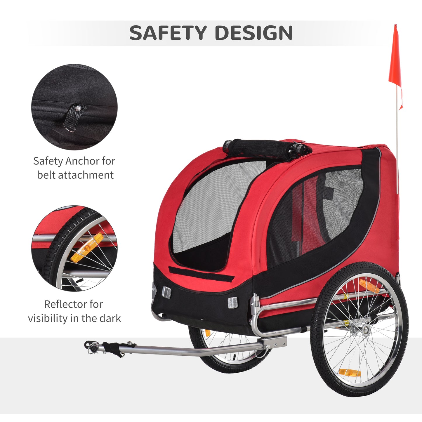 Folding Bicycle Pet Trailer W/Removable Cover-Red