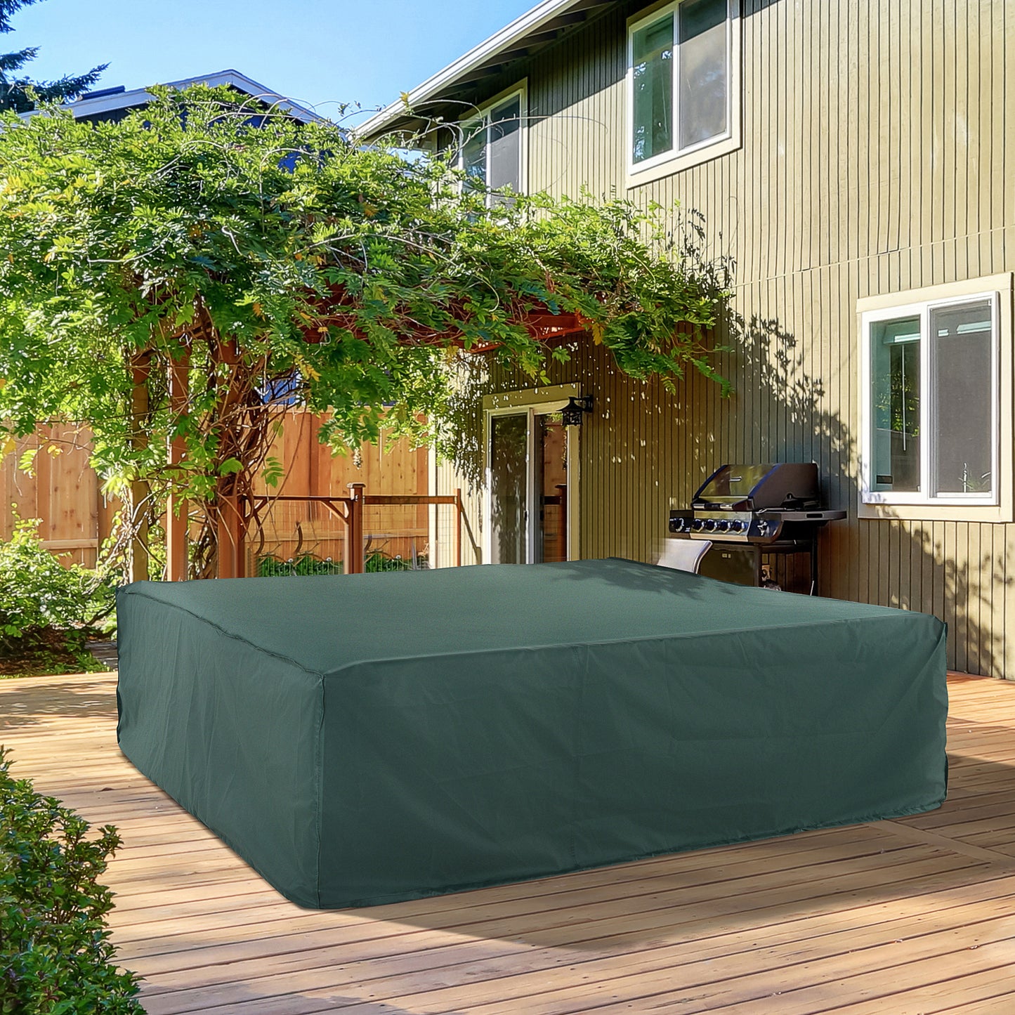 Outsunny PVC Coated Large Square 600D Waterproof Outdoor Furniture Cover Green