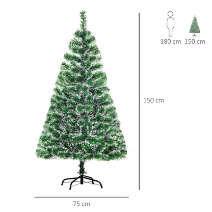 Artificial Christmas Tree Indoor Christmas Tree Xmas Gift with Metal Stand 416 Tips 1.5M - Green