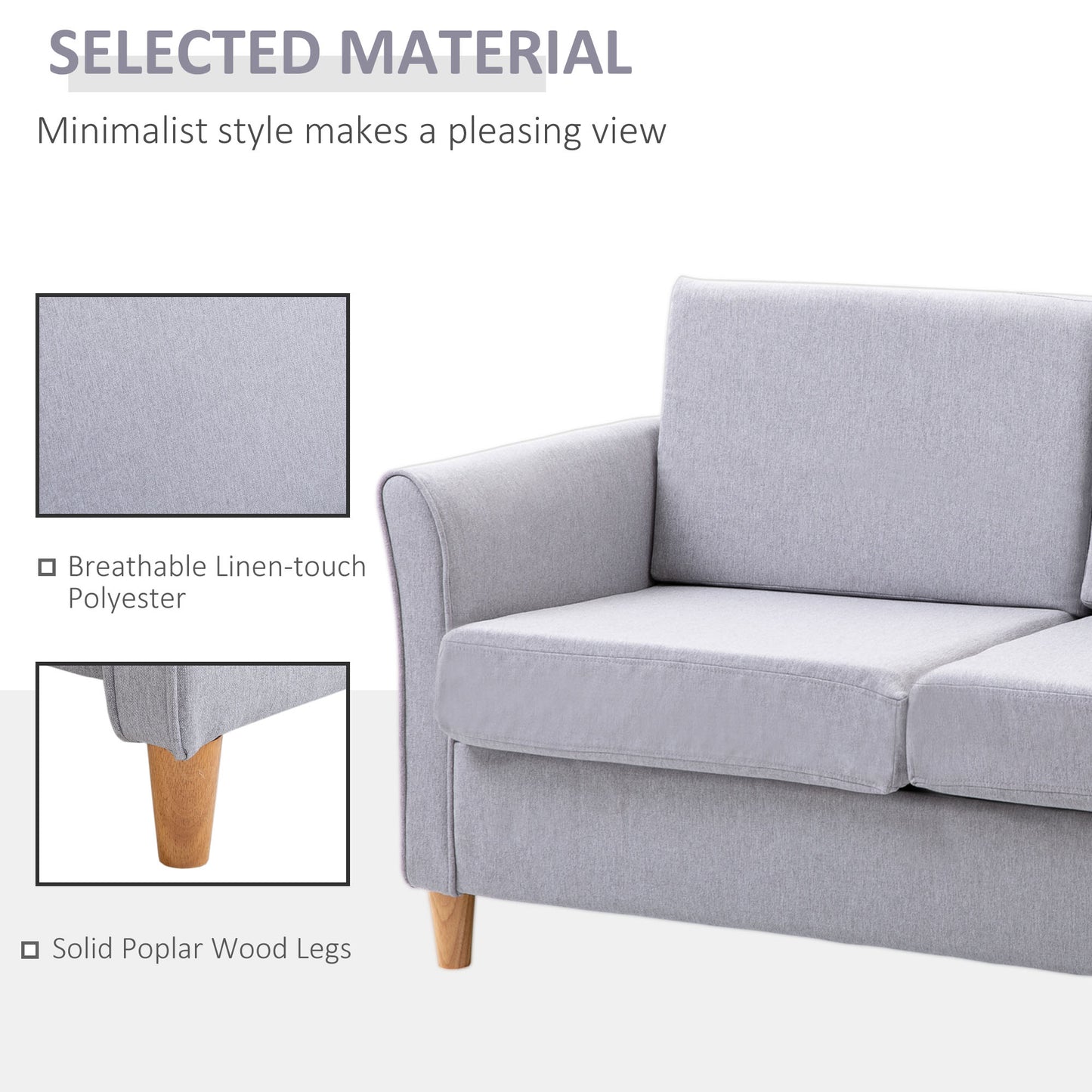 Loveseat Armchair, Grey, Linen Upholstery, Modern Style,  w/Armrest