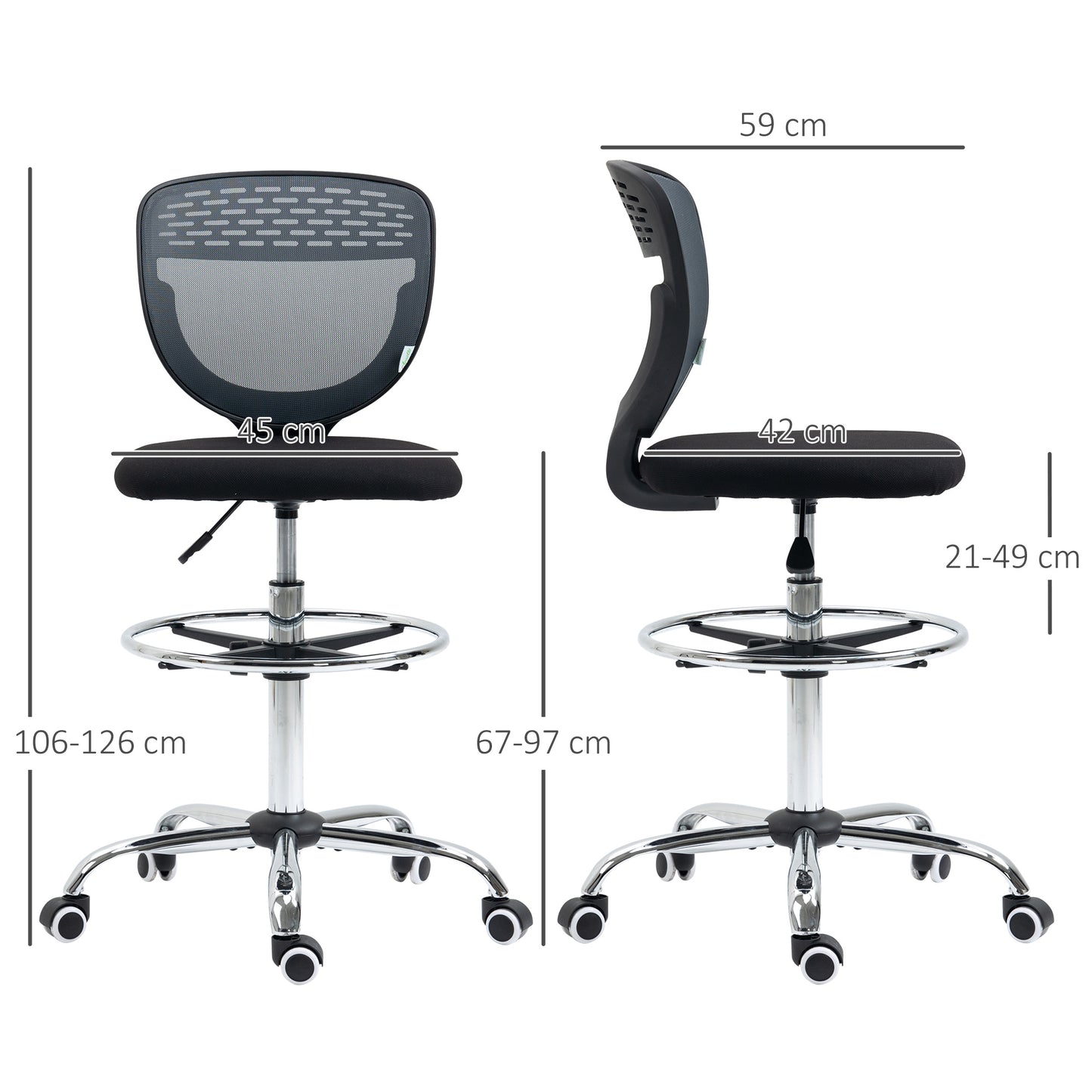 Standing Desk Chair, Mesh with Lumbar Support Grey