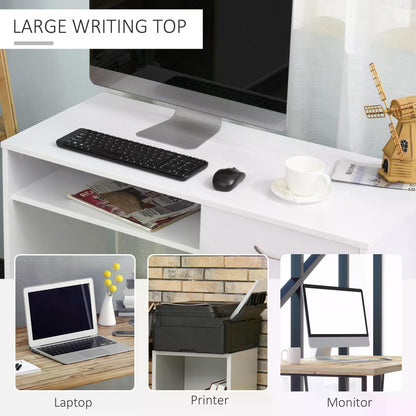 Modern Computer Work Desk Table Study w/ Shelf Drawer Standing Writing Station Display Stylish Storage Compact White  Aosom IE