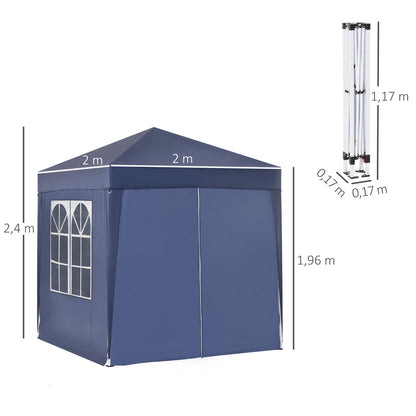 Pop Up Gazebo, 2x2 m-Blue