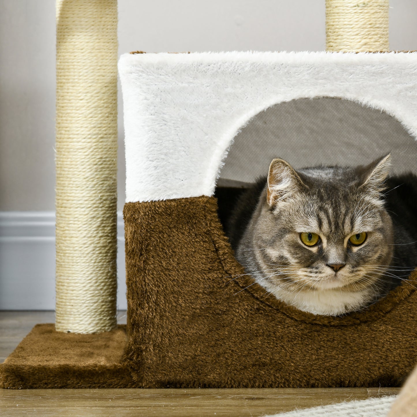 Cat Tree Tower Kitten House Scratching Posts W/ Condo Perch Interactive Mouse Toy 45 x 33 x 70 cm