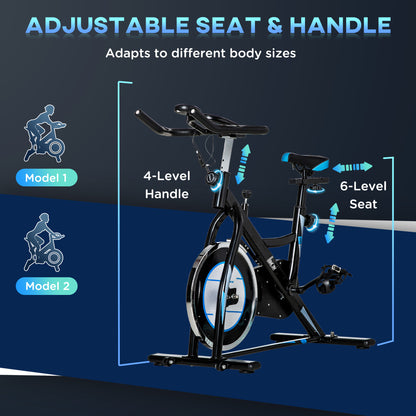 Stationary Exercise Bike, 8kg Flywheel Indoor Cycling Workout Fitness Bike Adjustable Resistance Cardio Exercise Machine Black