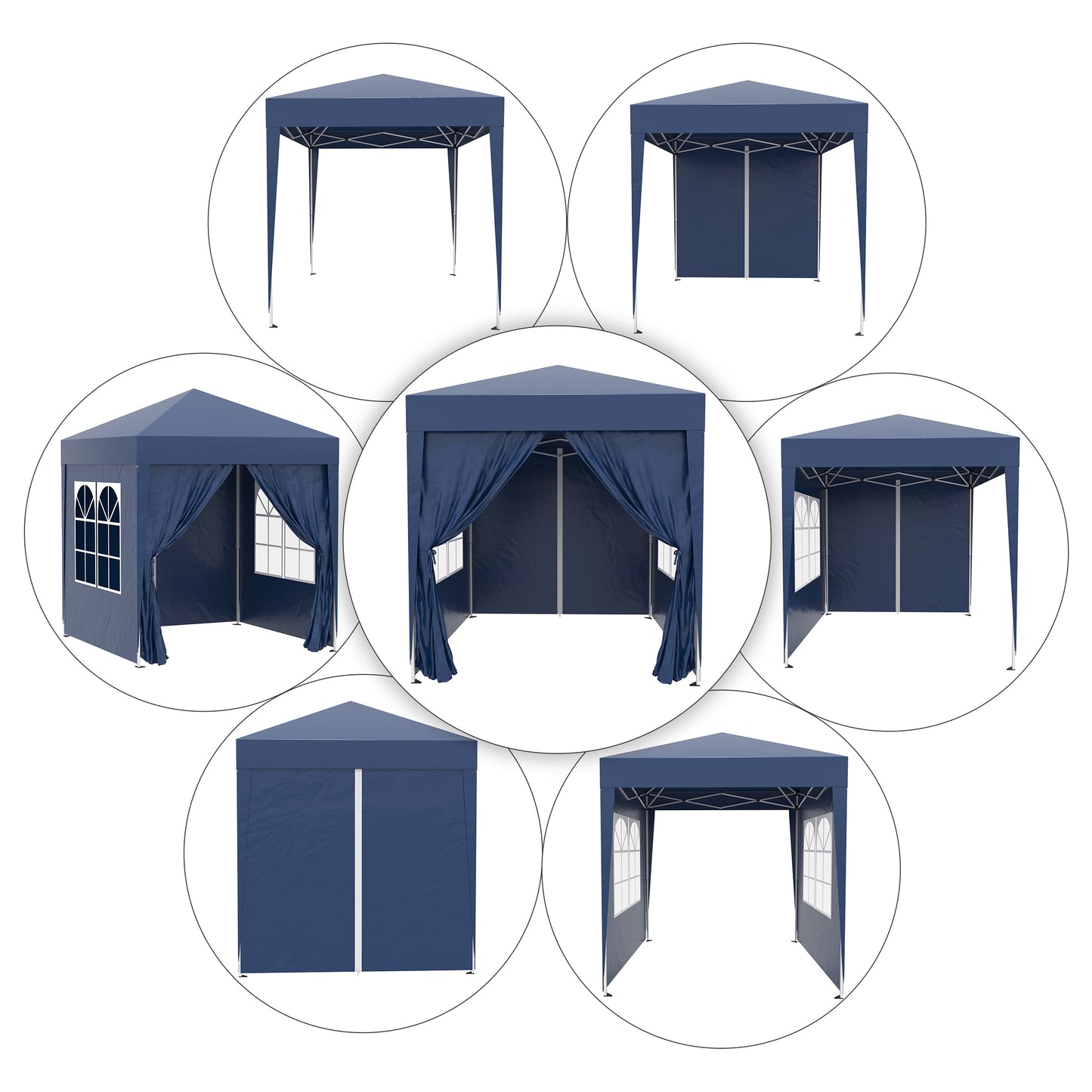 Pop Up Gazebo, 2x2 m-Blue