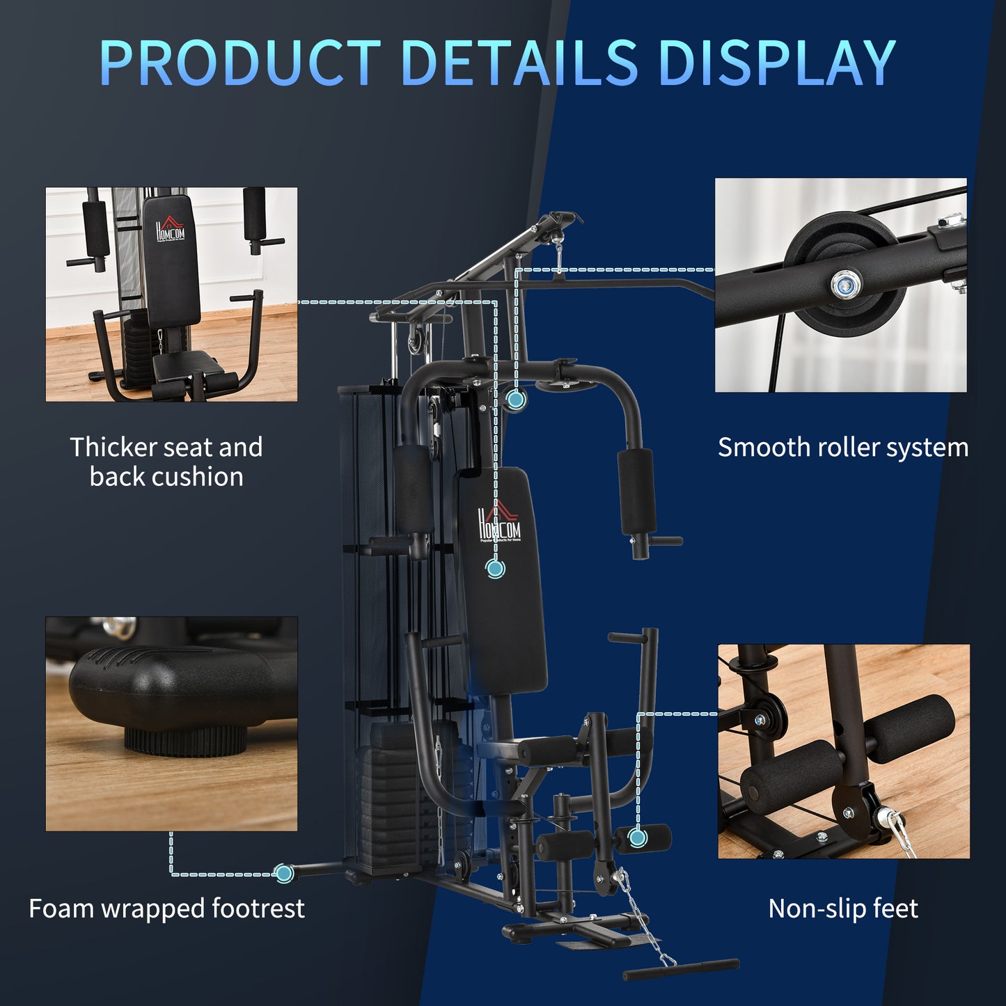 Multifunction Home Gym System Weight Training Exercise Workout Station Fitness Strength Machine for Body Training Black