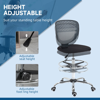 Standing Desk Chair, Mesh with Lumbar Support Grey