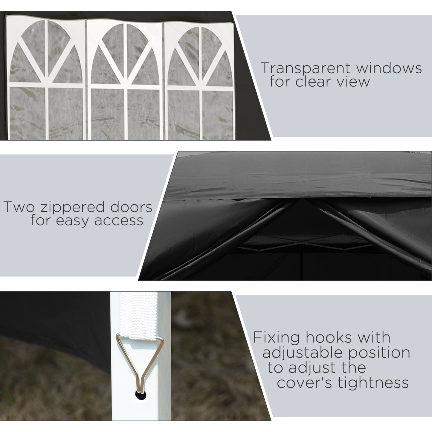 Pop Up Gazebo Marquee, 3x3 m-Black