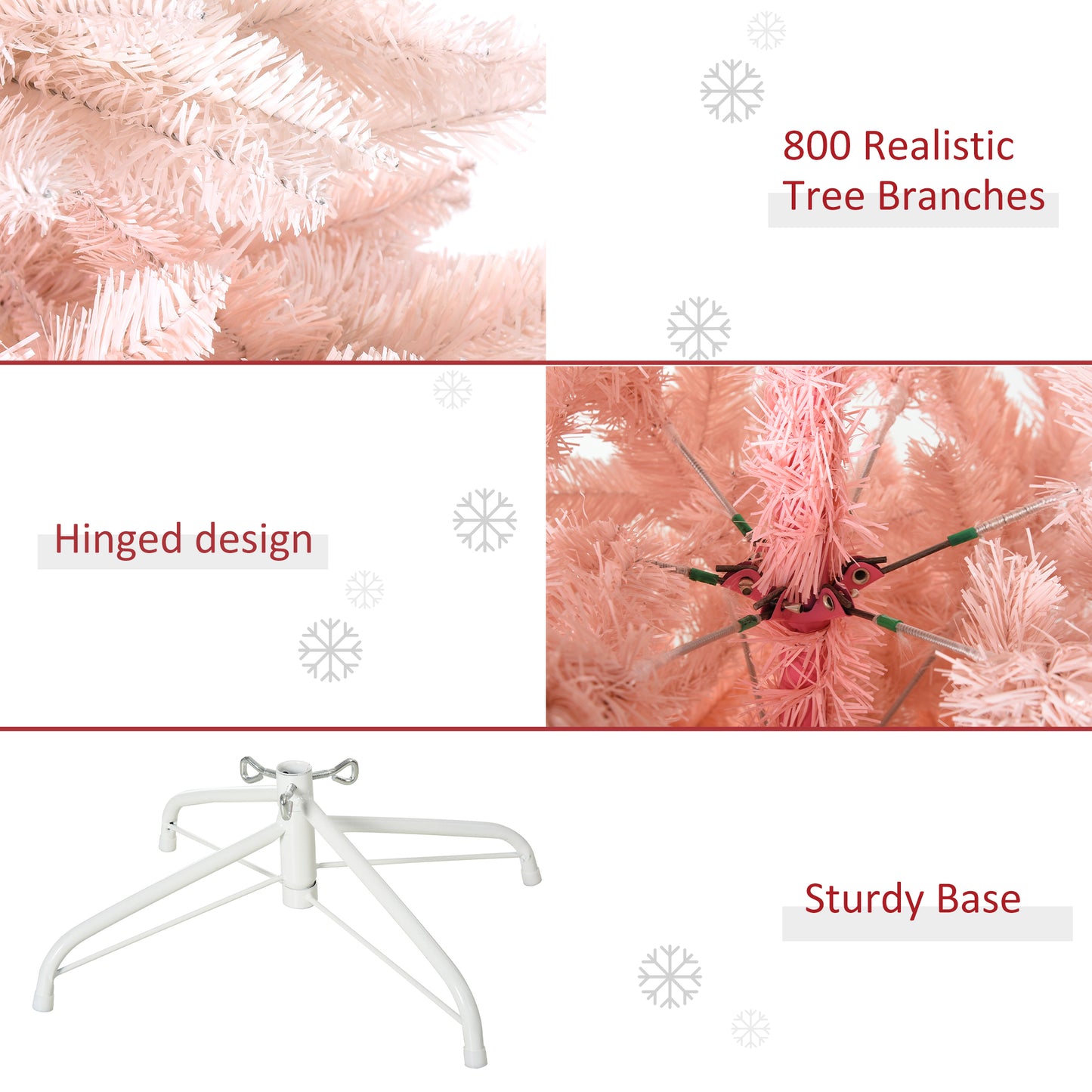 6ft Pink Christmas Tree, Holiday Home Decoration with Metal Stand, Automatic Open