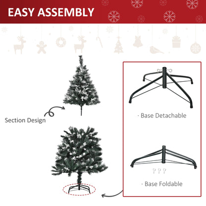 5FT Artificial Snow Dipped Christmas Tree Xmas Pencil Tree Holiday Home Indoor Decoration w/Foldable Feet Dark Green