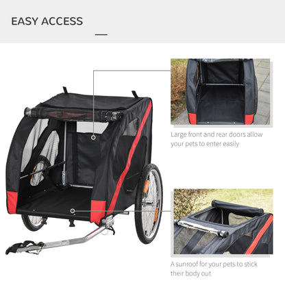 Aosom Dog Bike Trailer Pet Stroller Cart Bicycle Wagon Cargo Carrier Attachment for Travel Black and Red