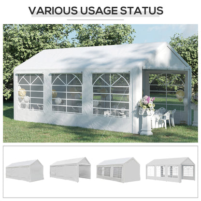 Outdoor 10 x 20ft  Carport & Party Tent Canopy with Removable Sidewalls, Portable Garage Tent Boat Shelter w/Windows White