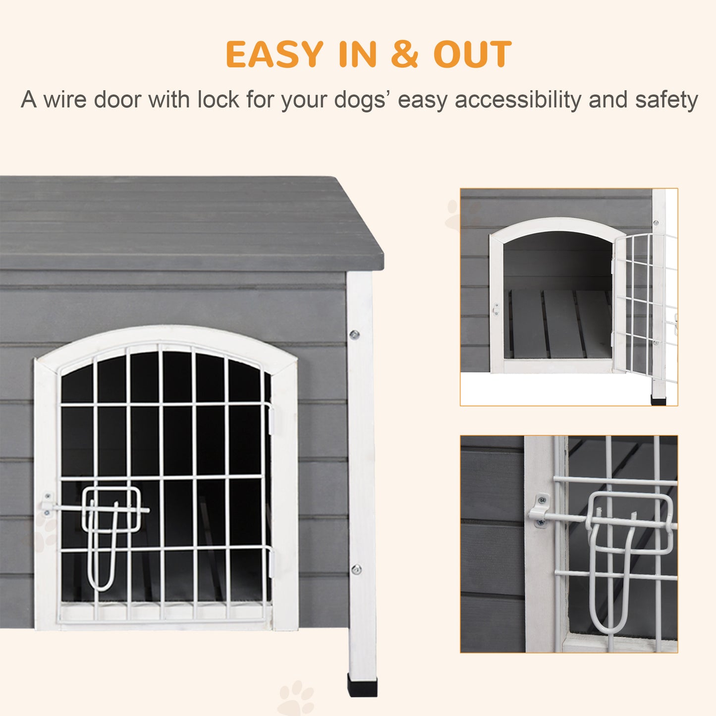 Indoor Dog Kennels, Wooden, Wire Door with Lock with Openable Top Removable Bottom Gray