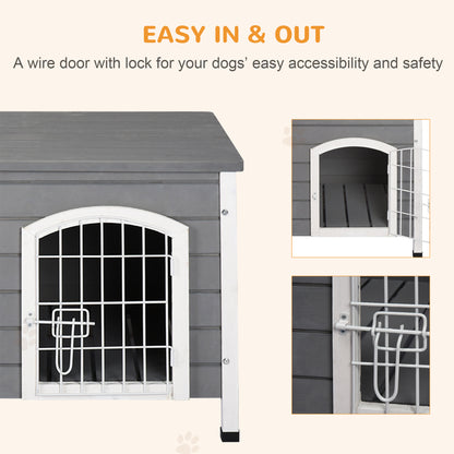 Indoor Dog Kennels, Wooden, Wire Door with Lock with Openable Top Removable Bottom Gray