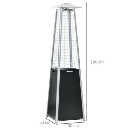 11.2KW Outdoor Patio Gas Heater Standing Pyramid Propane Heater Garden Tower Heater with Wheels, Dust Cover Black