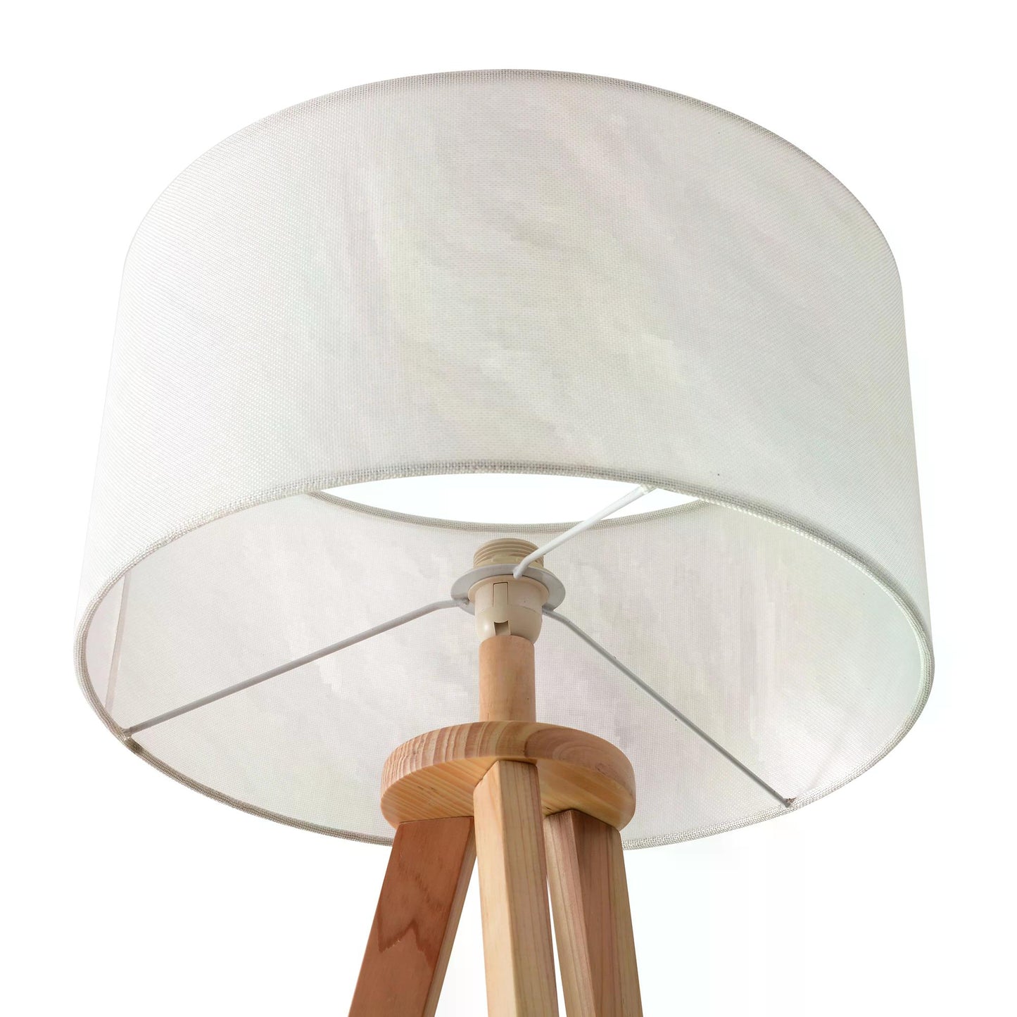 Mid Century Floor Lamp, Free Standing Bedside Light Tripod Holder Storage Shelf Linen Shade