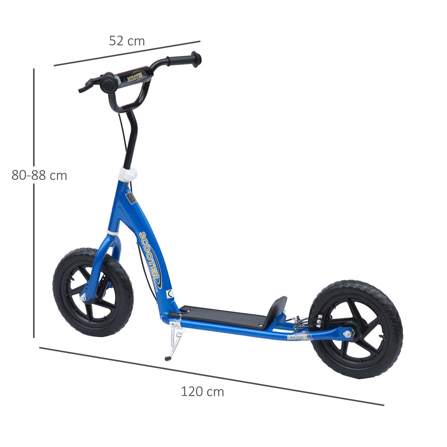 Bicycle Scooter, Kick Scooter for Kids, Big Wheel, 12" Tyres Scooter-Blue