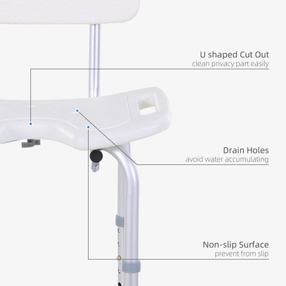 Shower Stool for Elderly, 8-Level Height Adjustable Spa Shower Chair Aluminum w/Non-Slip Feet Handle