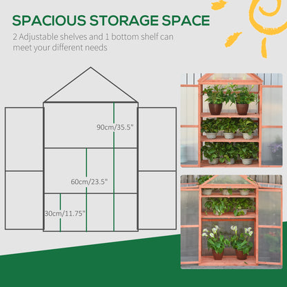 Garden Polycarbonate Cold Frame Lean to Greenhouse Grow House Flower Vegetable Plants w/ Adjustable Shelves Orange