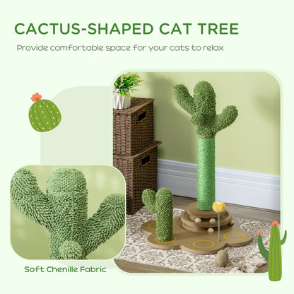 Cat Scratching Post, for Kitten, Sisal Rope Post, Interactive Ball, 60cm, Green