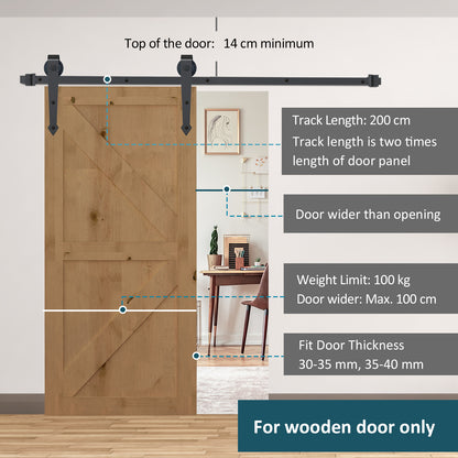 6 ft Sliding Wood Barn Door Stainless Steel Set