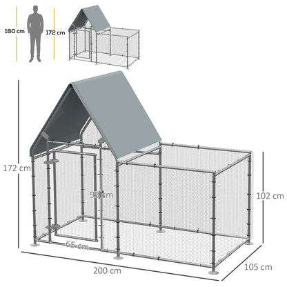 Walk In Chicken Run Large Galvanized Chicken Coop Hen House Poultry Coops Cages Rabbit Hutch Metal Enclosure