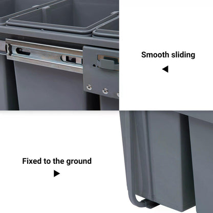 Kitchen Cupboard Bin Recycle Waste Bin Pull Out 48x34.2x41.8 cm-Grey