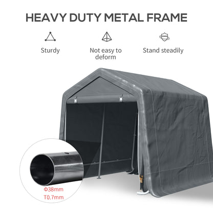 Garden Storage Tent Heavy Duty Bike Shed Patio Storage Shelter w/ Metal Frame&Double Zipper Doors Dark Grey