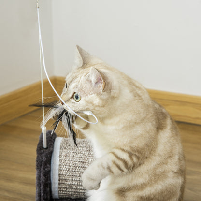 Cat Scratcher Sisal Scratching Pad Mat Board Kitten Toy W/ Roller Feather Teaser 44 x 24 x 16 cm