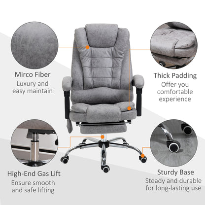 Massage Executive Office Chair Heated 6 Points Vibration Adjustable Swivel Ergonomic High Back Desk Chair Recliner Grey