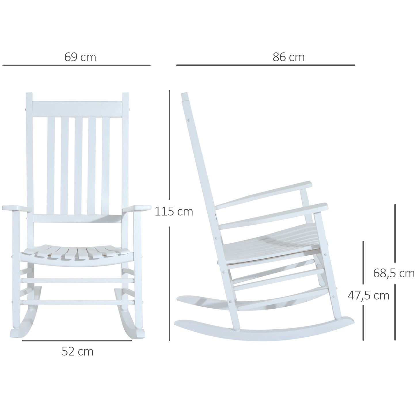 Porch Rocking Chair Outdoor Patio Wooden Rocker Balcony Deck Garden Seat