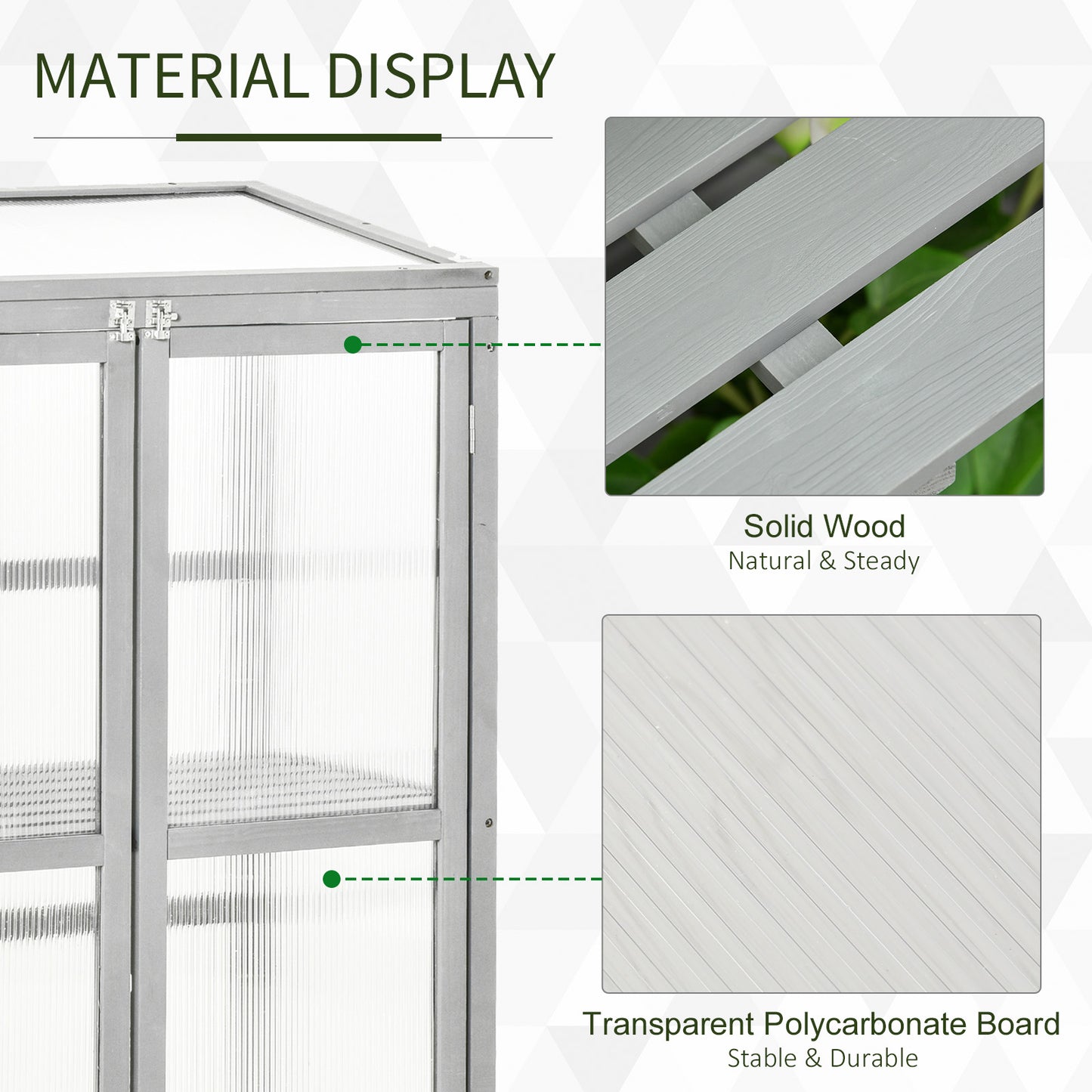 Garden Polycarbonate Cold Frame Greenhouse Grow House Flower Vegetable Plants w/ Adjustable Shelf, Double Doors