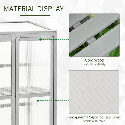 Garden Polycarbonate Cold Frame Greenhouse Grow House Flower Vegetable Plants w/ Adjustable Shelf, Double Doors