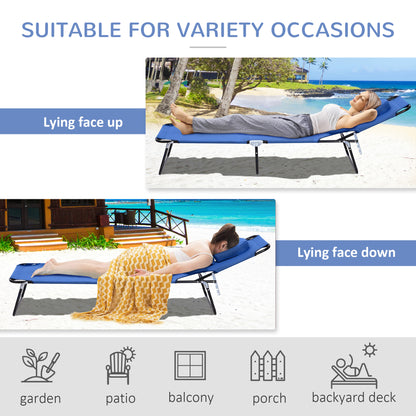 Adjustable Sun Lounger W/Pillow-Blue Oxford Cloth