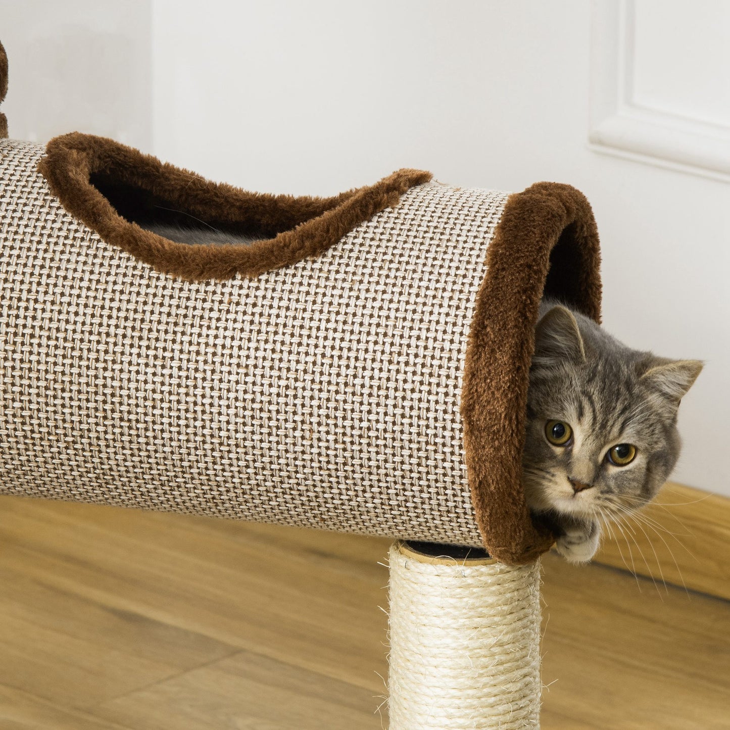 Cat Play Tower, 104cm,  w/Scratching Post for Kitten Activity Center Brown