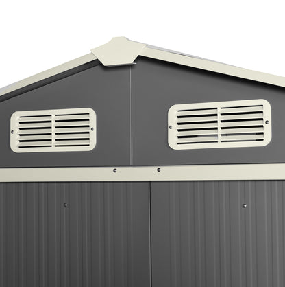 6x4ft Corrugated Steel Plate Garden Shed Grey