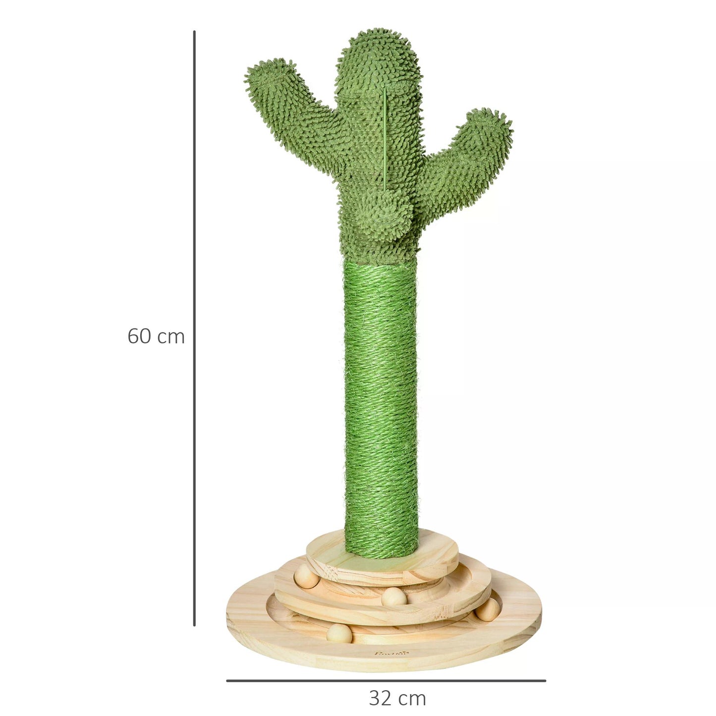 Cat Tree Cactus Sisal Scratching Post Play Tower Kitten Furniture with Hanging Ball Interactive Fun Roller Exerciser