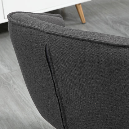 Reception Chairs, Fabric, Set of 2, Modern Armchairs, with Linen-touch Upholstery, Curved Back, Steel Leg, Dark Grey