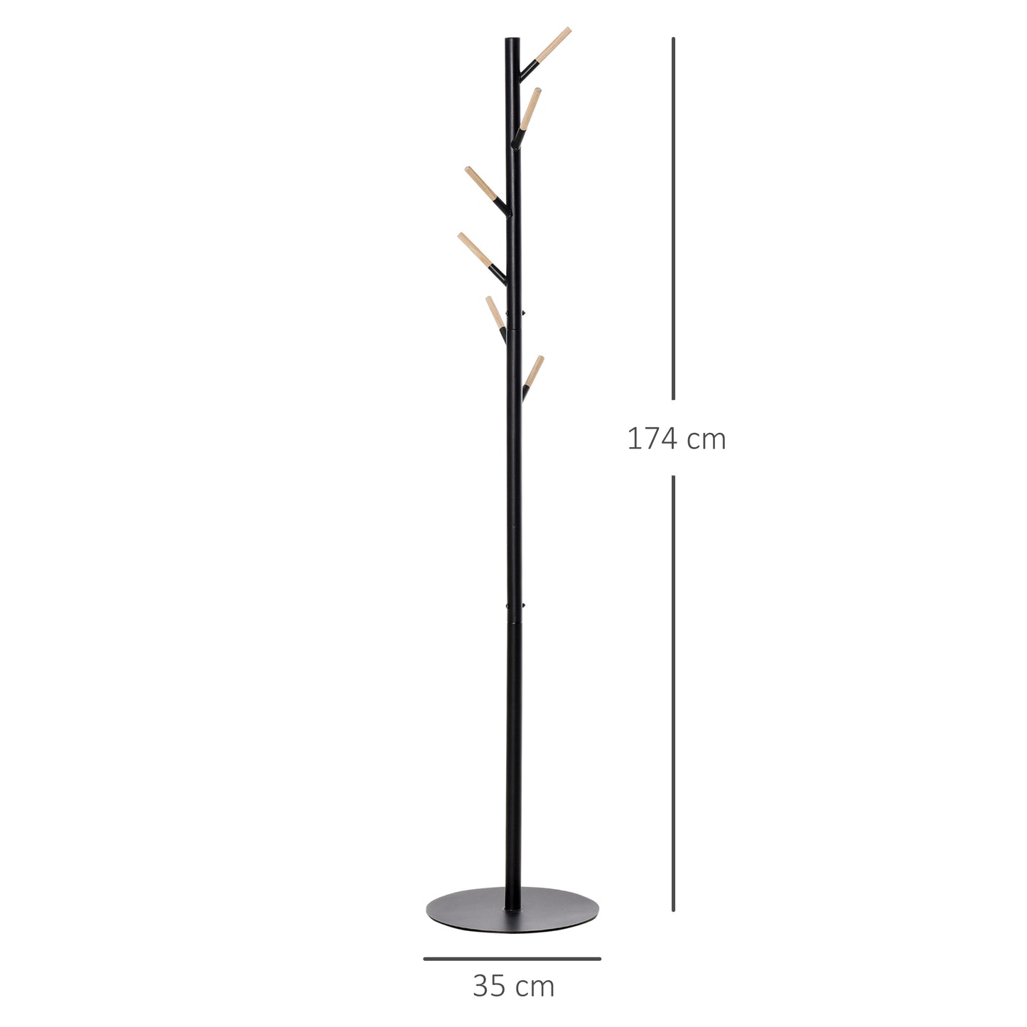 174cm Coat Rack Stand with 6 Hooks Clothes Tree Hat Display Hall Tree Hanger Hanging Organizer for Hallway Bedroom