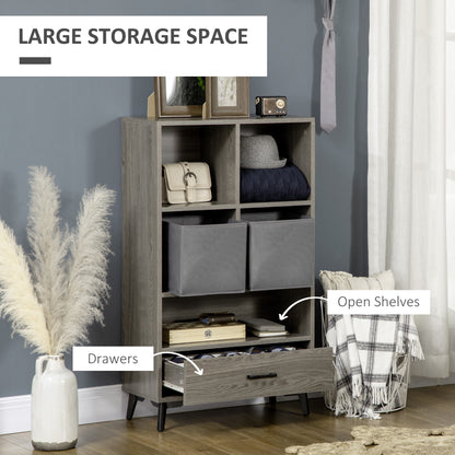 Freestanding Storage Cabinet, Display Cabinet with Storage Drawers, Bookcase for Home Office Living Room Closet Bedroom Grey